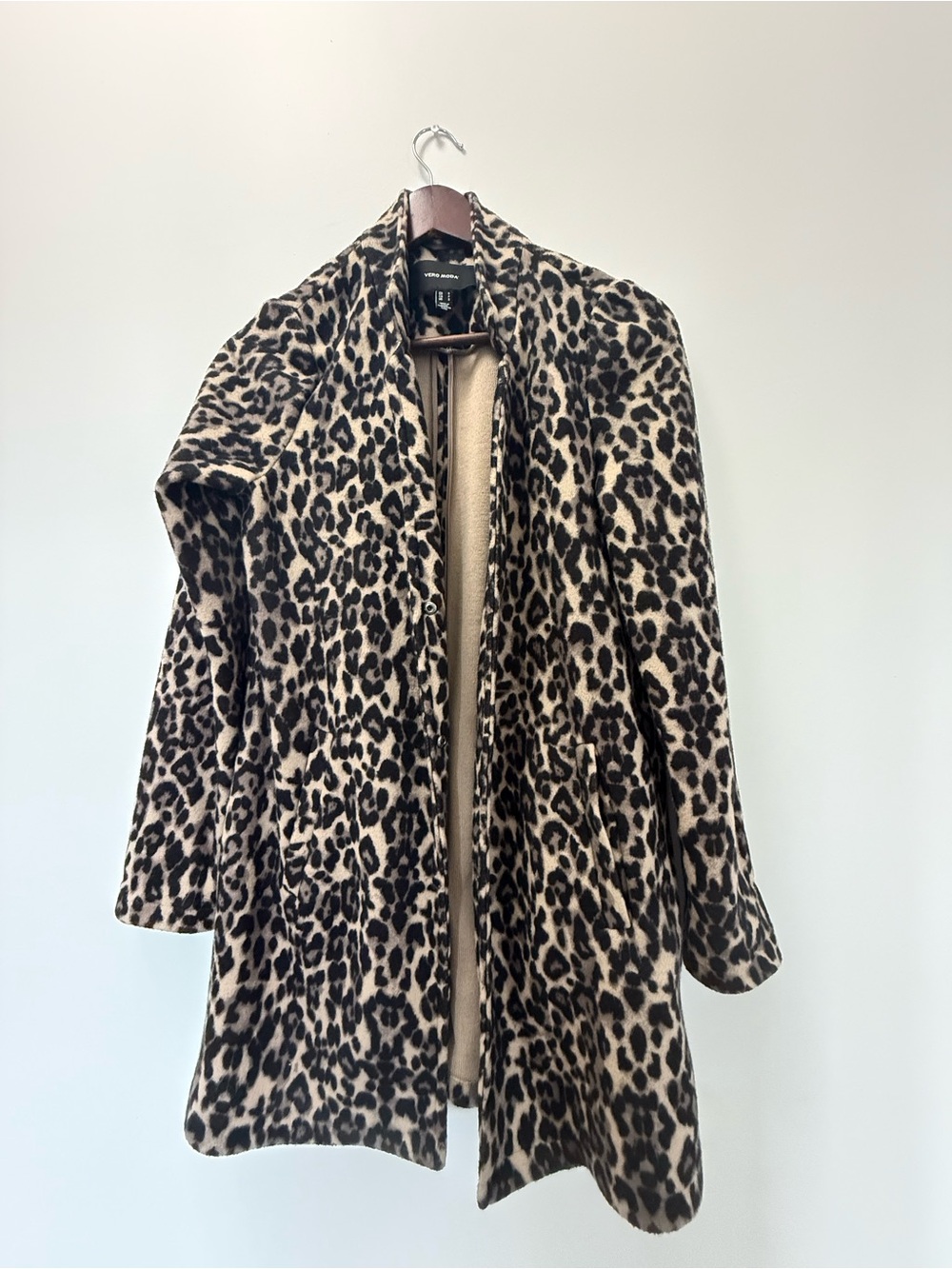 Vero Moda Leopard Print Coat - Beige and Black